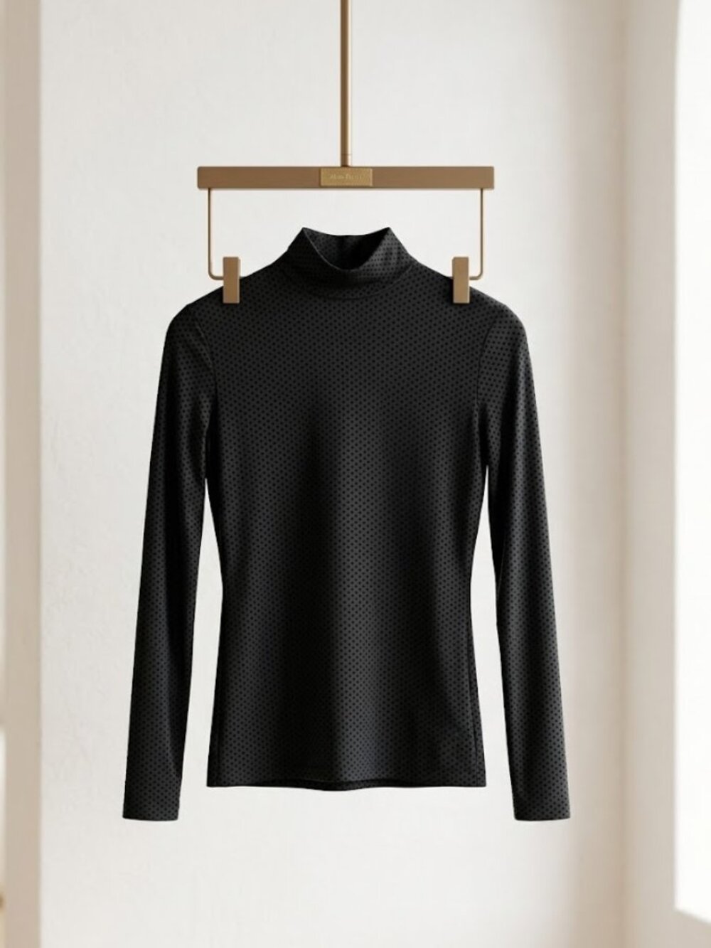 Akris Punto Textured Polka Dot Mockneck Top Black, US2